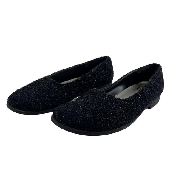 Womens 9M Witchy Black Fairy Shimmering Textured Rubber Soled Flats by 9 & Co. - Picture 2 of 12